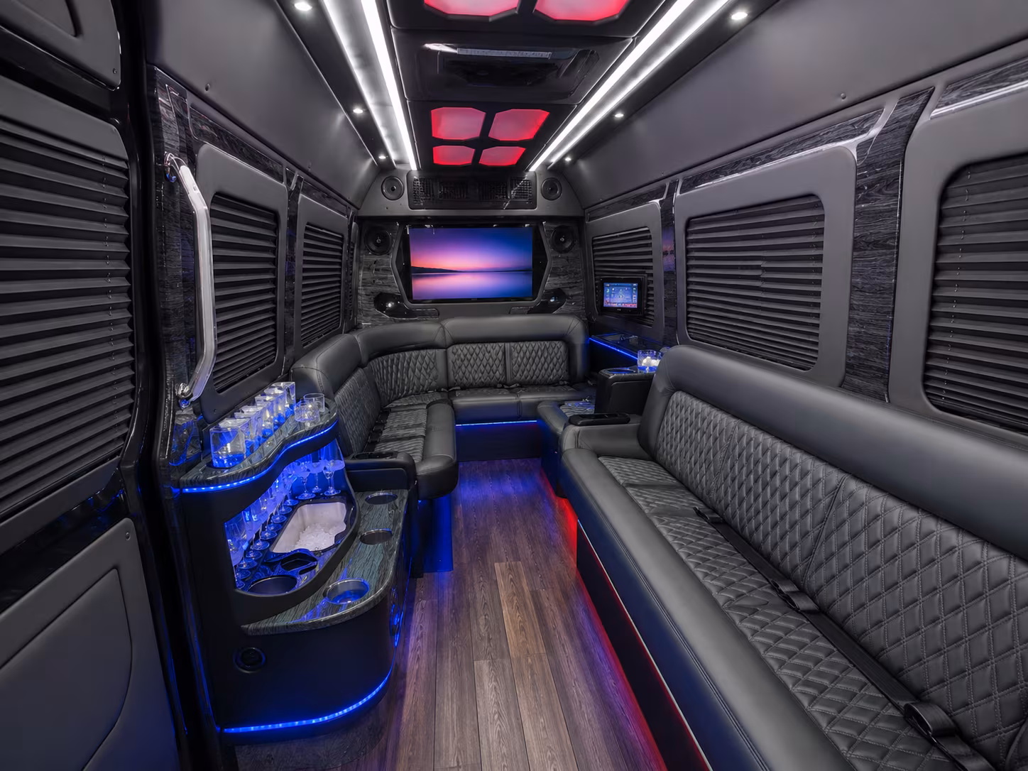 richland 18 passenger party bus inside
