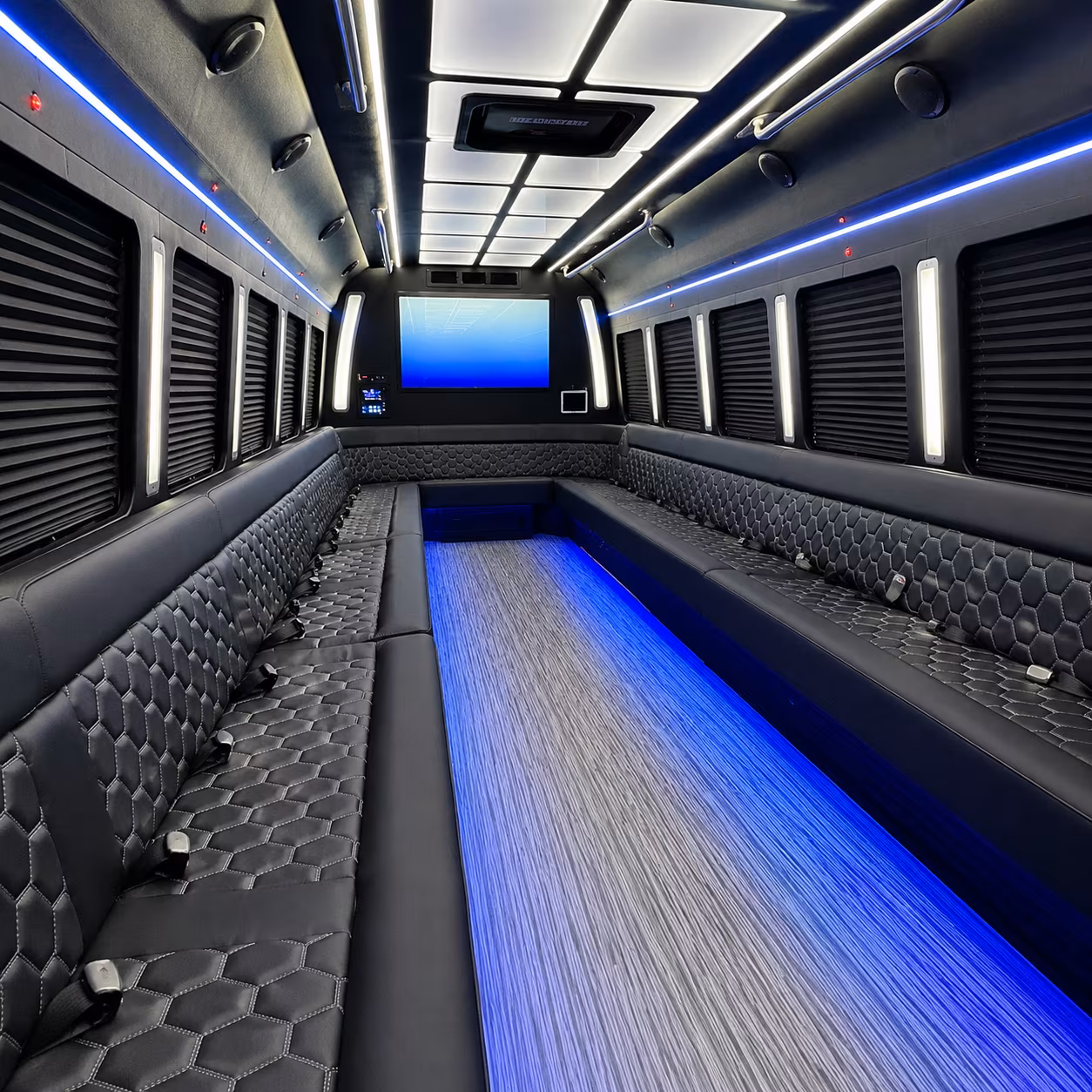 richland 50 passenger party bus inside