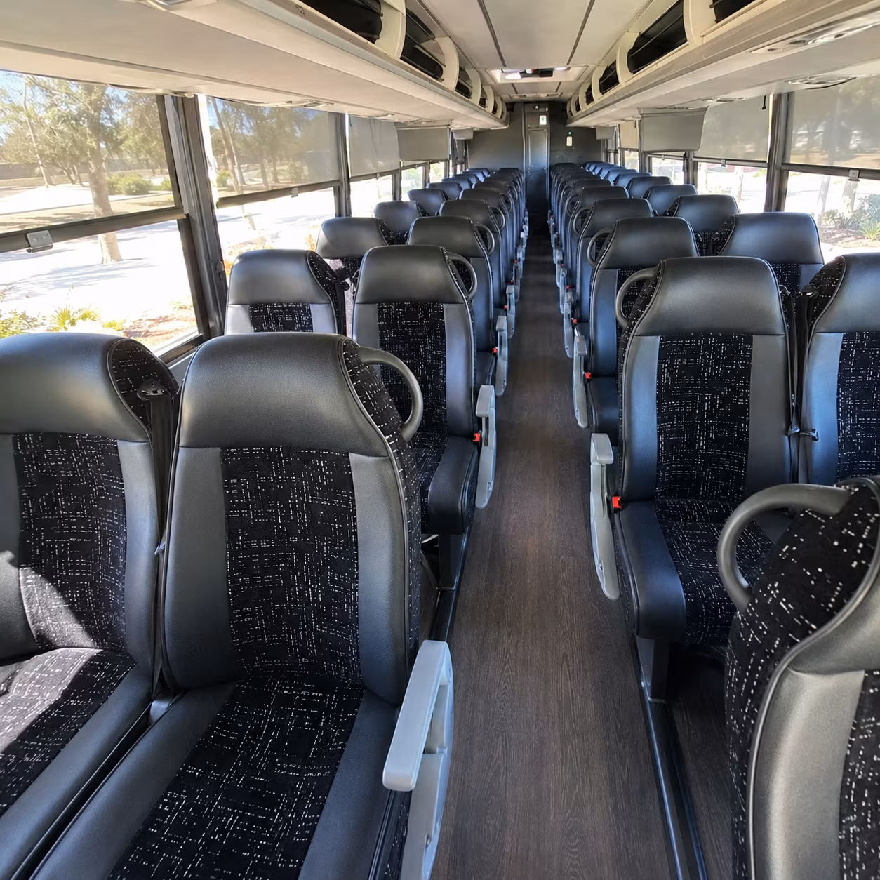 richland 56 passenger charter bus inside